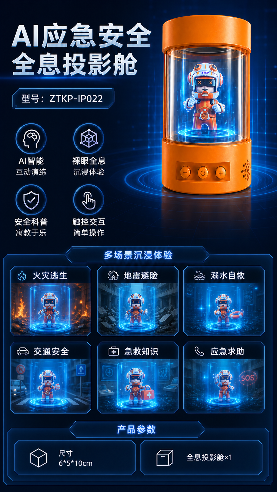 AI应急安全全息投影舱详情图 2