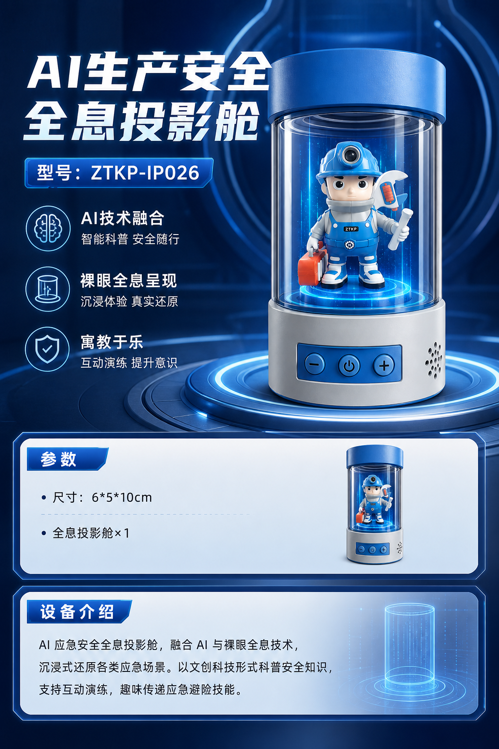AI生产安全全息投影舱详情图 1