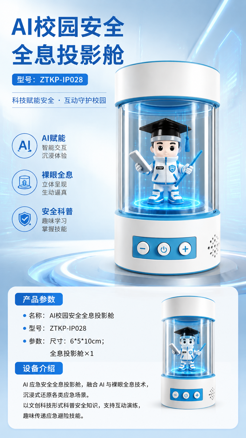 AI校园安全全息投影舱详情图 1